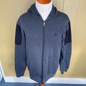 Academiks men 2XL full zip lightweight activewear hooded jacket grey and black